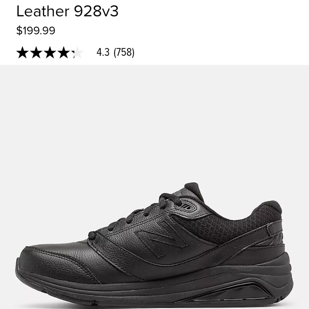 New Balance 928 v3 Women's Black Sneakers 7D Wide Comfy